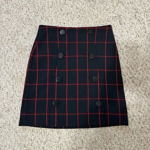 Loft Black & Red Striped Mini Skirt Career Office Outfit Sz 00P